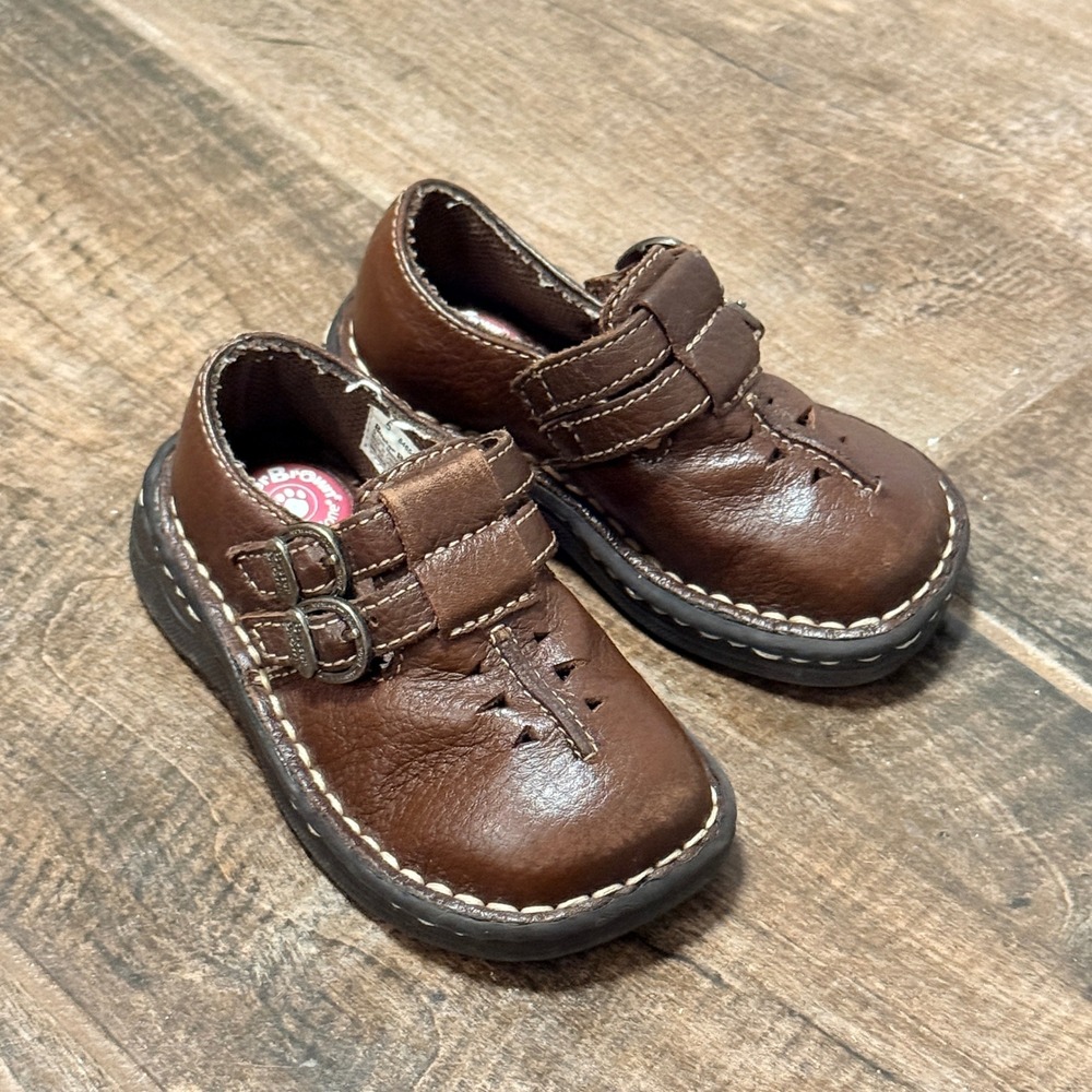 Buster Brown Kids Mary Jane Double Buckle Chunky Loafer, Brown, 5